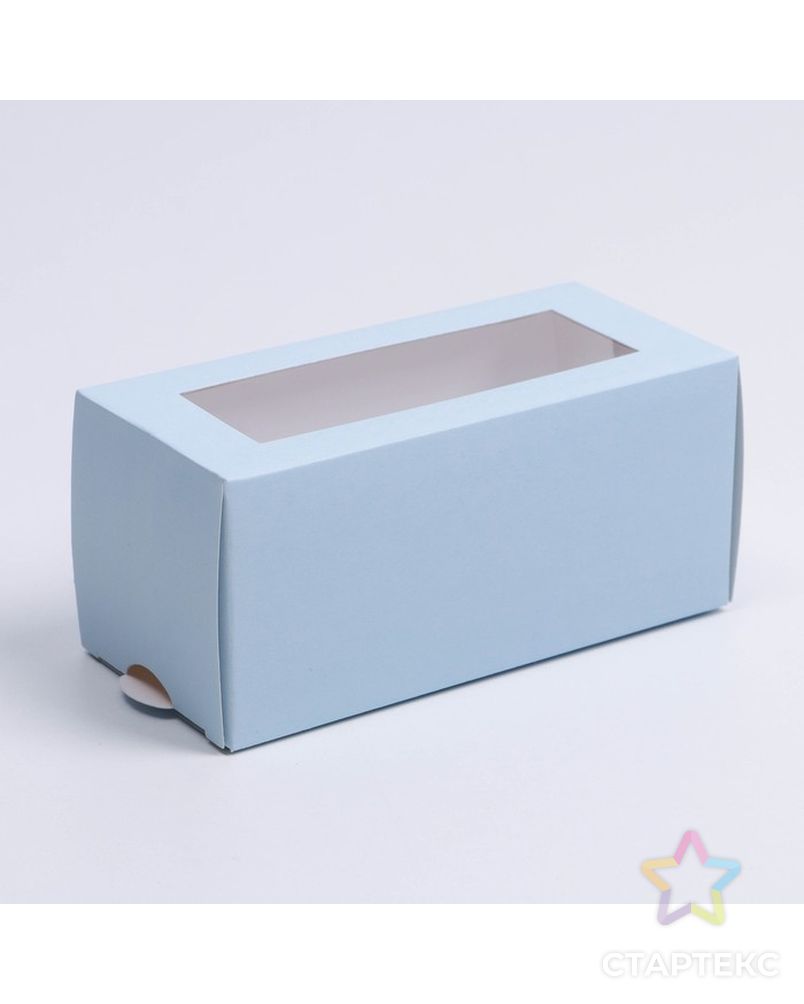 Коробка для макарун «Голубая», 5.5 × 12 × 5.5 см арт. СМЛ-216299-1-СМЛ0007429292 1