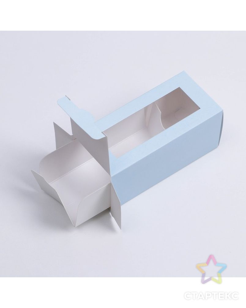 Коробка для макарун «Голубая», 5.5 × 12 × 5.5 см арт. СМЛ-216299-1-СМЛ0007429292 2