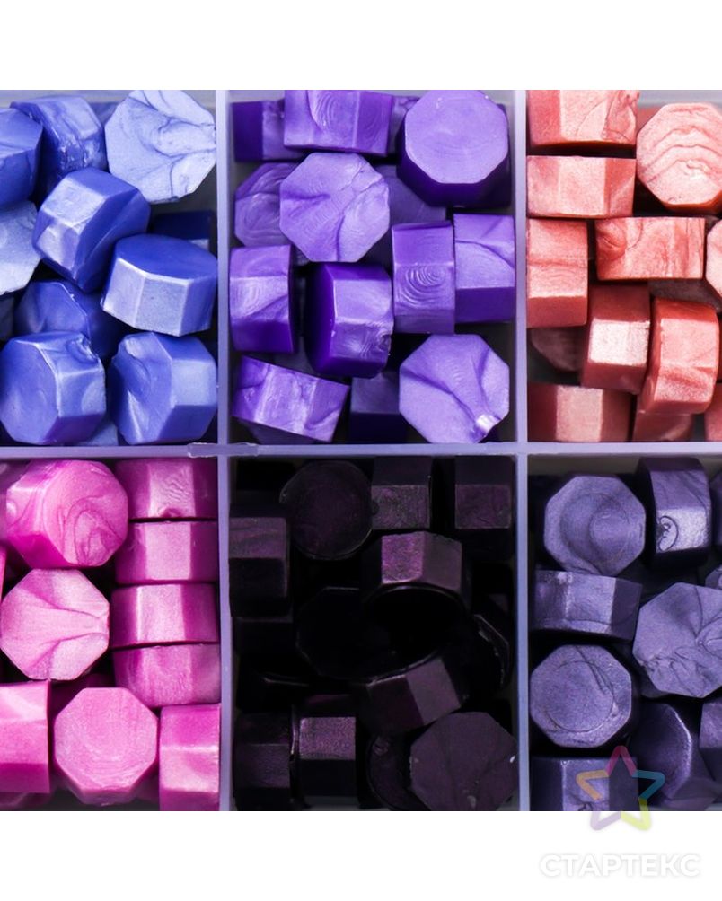 Набор сургуча "Оттенки фиолетового" перламутр 10 цветов 12,7х6,5х2 см арт. СМЛ-224517-1-СМЛ0007432089