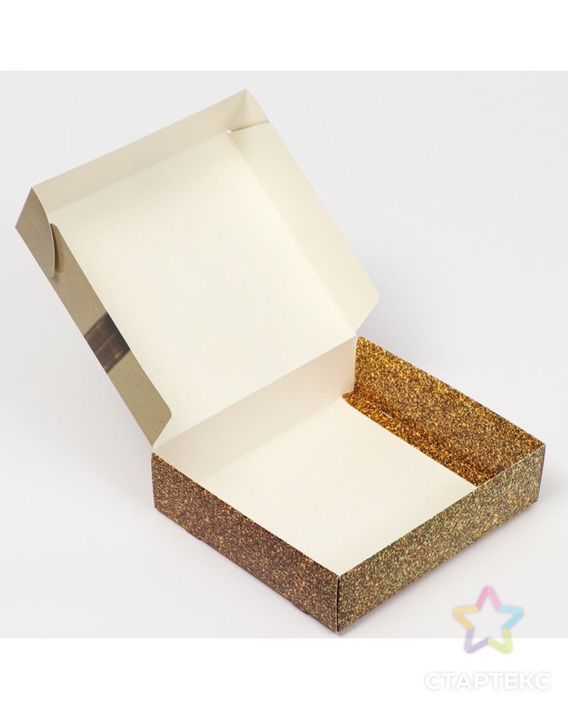 Коробка самосборная "Бант", золотая 20 х 18 х 5 см, арт. СМЛ-195608-1-СМЛ0007441360 4
