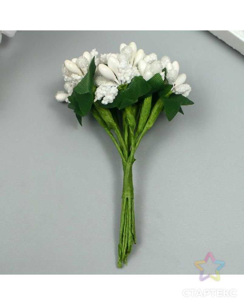 Цветы для декорирования ""Соцветие" белоснежный 1 букет=12 цветов 8,5 см арт. СМЛ-222921-1-СМЛ0007445129 3