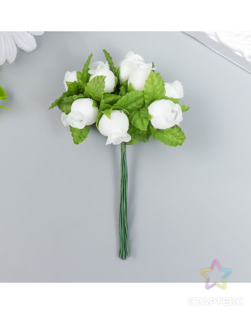 Цветы для декорирования "Роза Бланка" белая 1 букет=12 цветов 10 см арт. СМЛ-227044-1-СМЛ0007445142 1