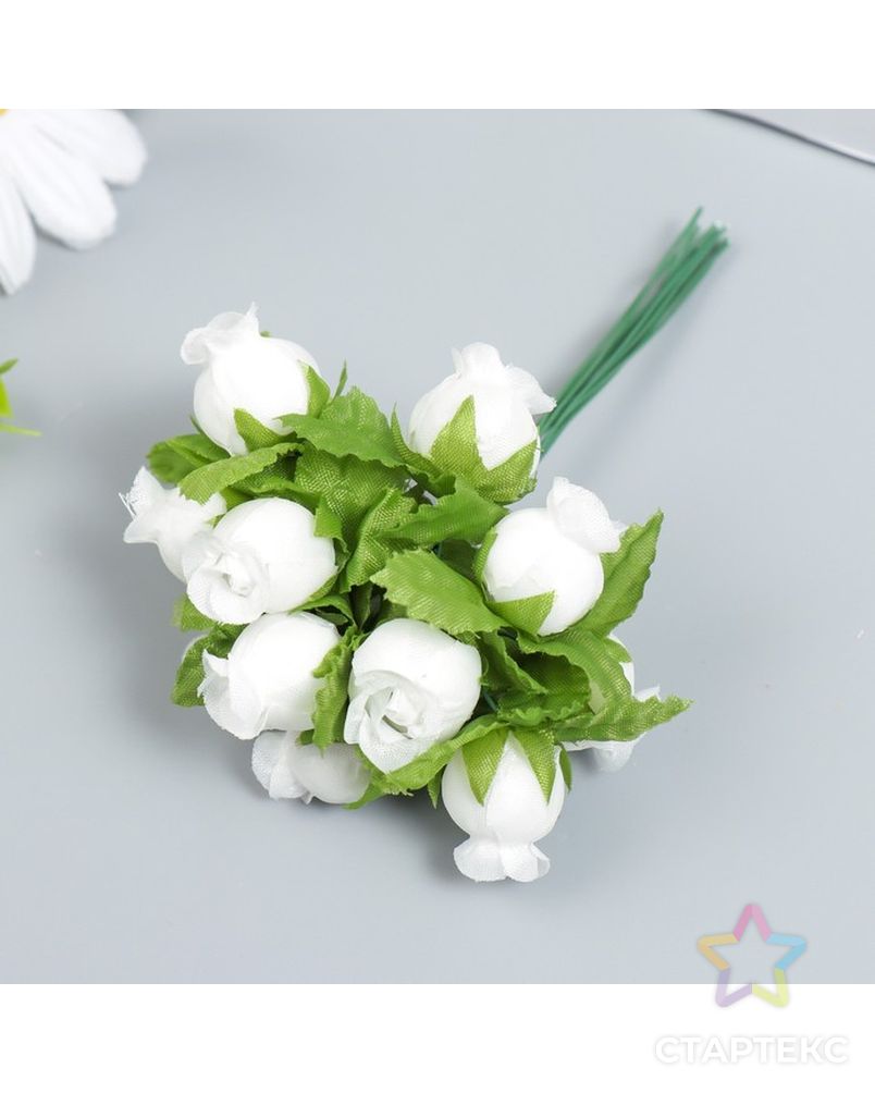 Цветы для декорирования "Роза Бланка" белая 1 букет=12 цветов 10 см арт. СМЛ-227044-1-СМЛ0007445142 2