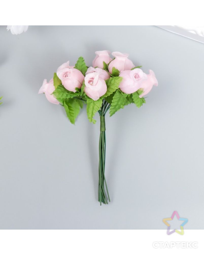 Цветы для декорирования "Роза Бланка" светло-розовая 1 букет=12 цветов 10 см арт. СМЛ-227045-1-СМЛ0007445143 1