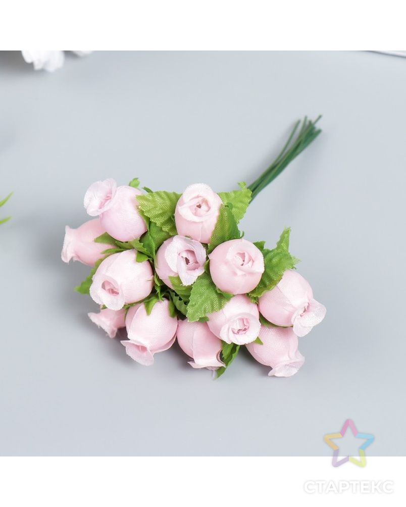 Цветы для декорирования "Роза Бланка" светло-розовая 1 букет=12 цветов 10 см арт. СМЛ-227045-1-СМЛ0007445143 2