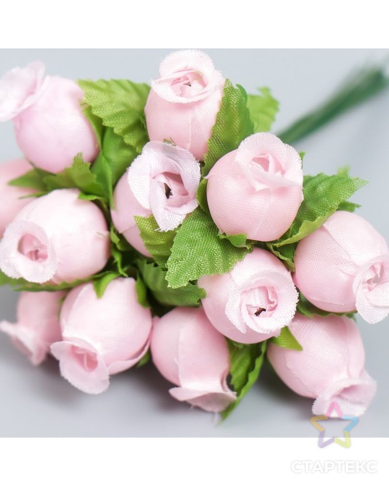 Цветы для декорирования "Роза Бланка" светло-розовая 1 букет=12 цветов 10 см арт. СМЛ-227045-1-СМЛ0007445143 3