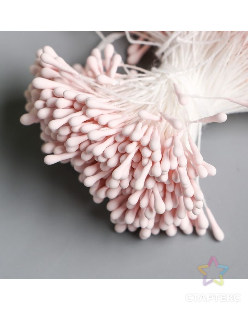 Тычинки для цветов "Капельки матовые бледно-розовые" d=1,5 мм набор 400 шт длина 6 см арт. СМЛ-224687-1-СМЛ0007445381 3