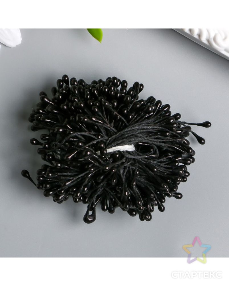 Тычинки для цветов "Капельки глянец чёрные" набор 300 шт длина 6 см арт. СМЛ-224697-1-СМЛ0007445391 1