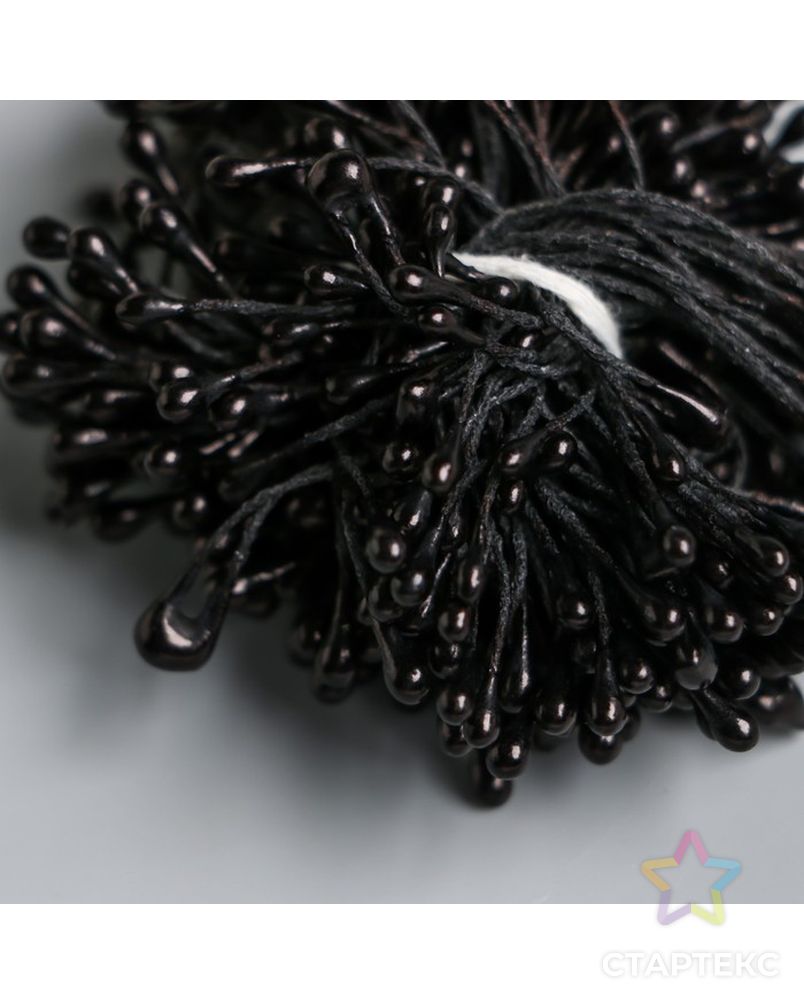 Тычинки для цветов "Капельки глянец чёрные" набор 300 шт длина 6 см арт. СМЛ-224697-1-СМЛ0007445391 3