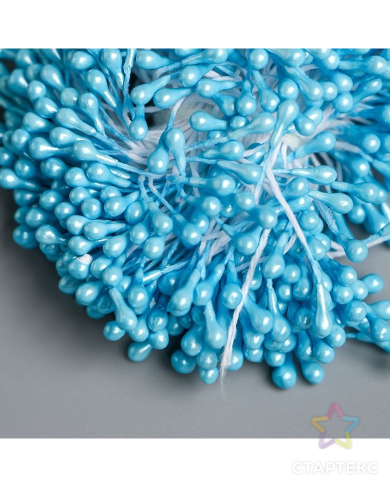 Тычинки для цветов "Капельки глянец светло-голубые" набор 300 шт длина 6 см арт. СМЛ-224701-1-СМЛ0007445395 3