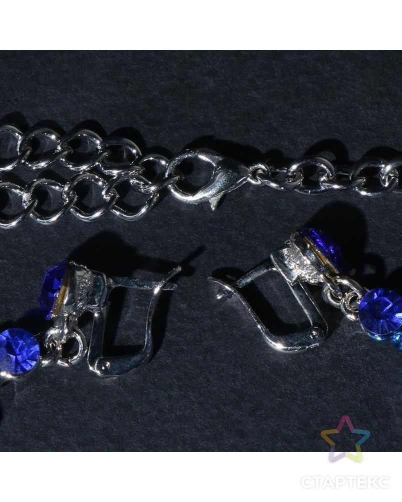 Набор 2 предмета: серьги, колье "Волшебный век", капли, цвет ярко-синий в серебре арт. СМЛ-188877-1-СМЛ0007446011 2