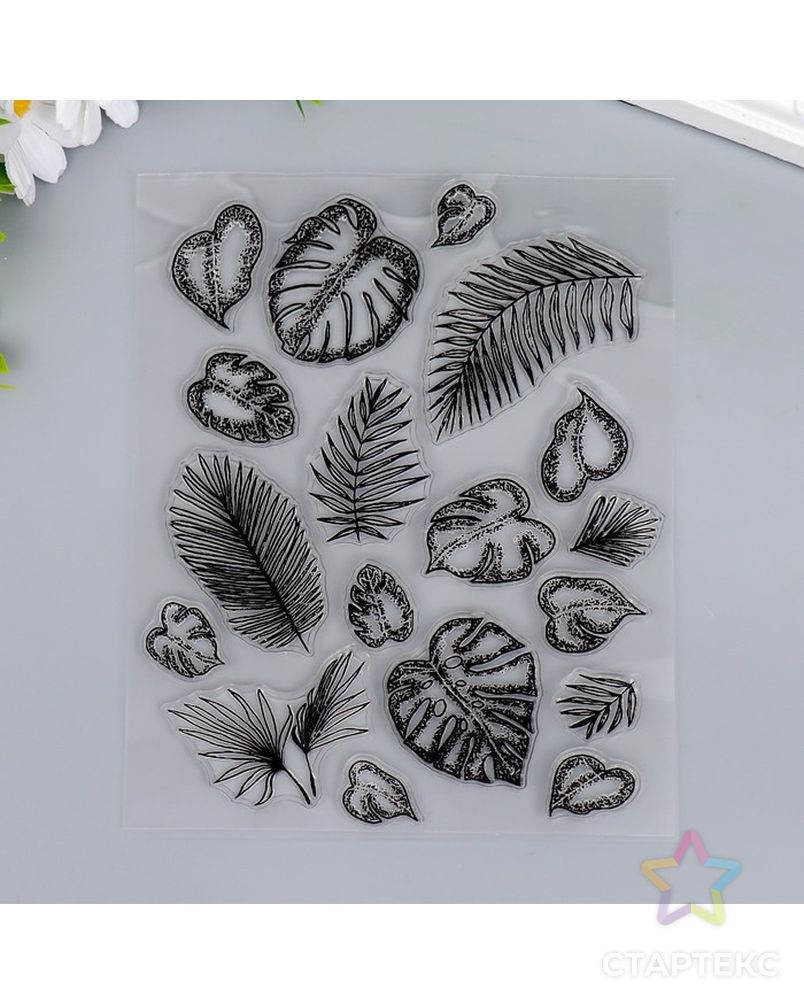 Штамп для творчества силикон "Пальмовые листья" 18х14 см арт. СМЛ-214918-1-СМЛ0007450209 1
