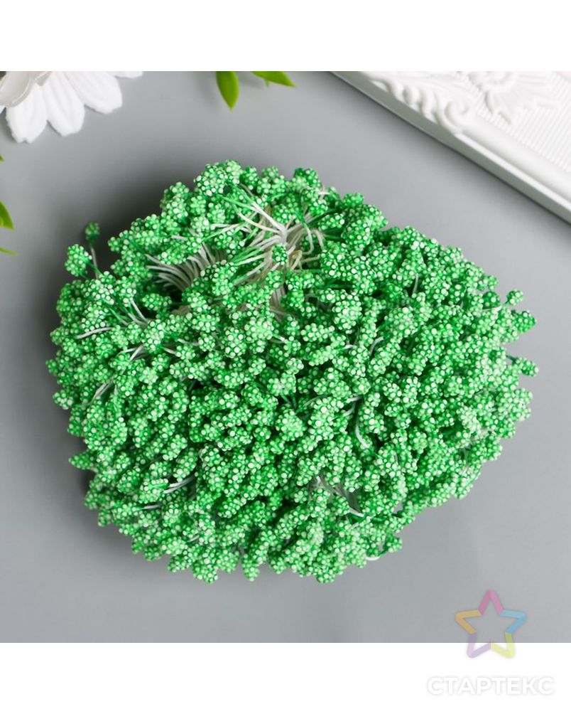 Тычинки для цветов "Капельки пузырьковые зелень" 4х7 мм набор 700 шт длина 6,5 см арт. СМЛ-224749-1-СМЛ0007459477 1