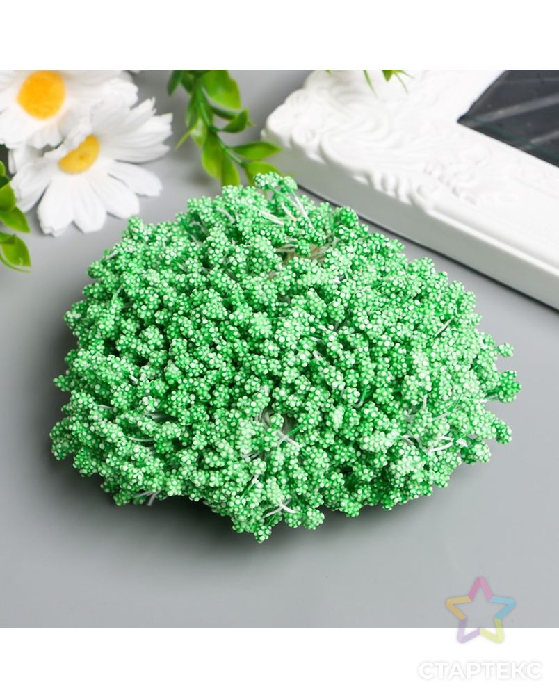 Тычинки для цветов "Капельки пузырьковые зелень" 4х7 мм набор 700 шт длина 6,5 см арт. СМЛ-224749-1-СМЛ0007459477 2