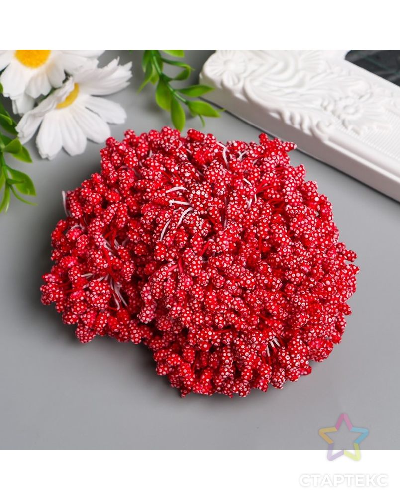 Тычинки для цветов "Капельки пузырьковые красные" 4х7 мм набор 700 шт длина 6,5 см арт. СМЛ-224754-1-СМЛ0007459483 2