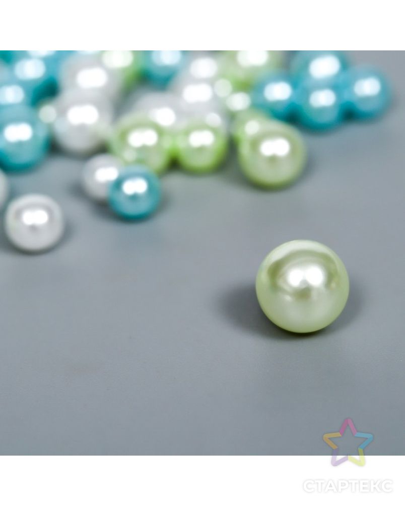 Декор для творчества пластик "Шарики. Зелёно-голубые. Ассорти" d=1,5-8 мм, набор 10 гр арт. СМЛ-221765-1-СМЛ0007459541 2