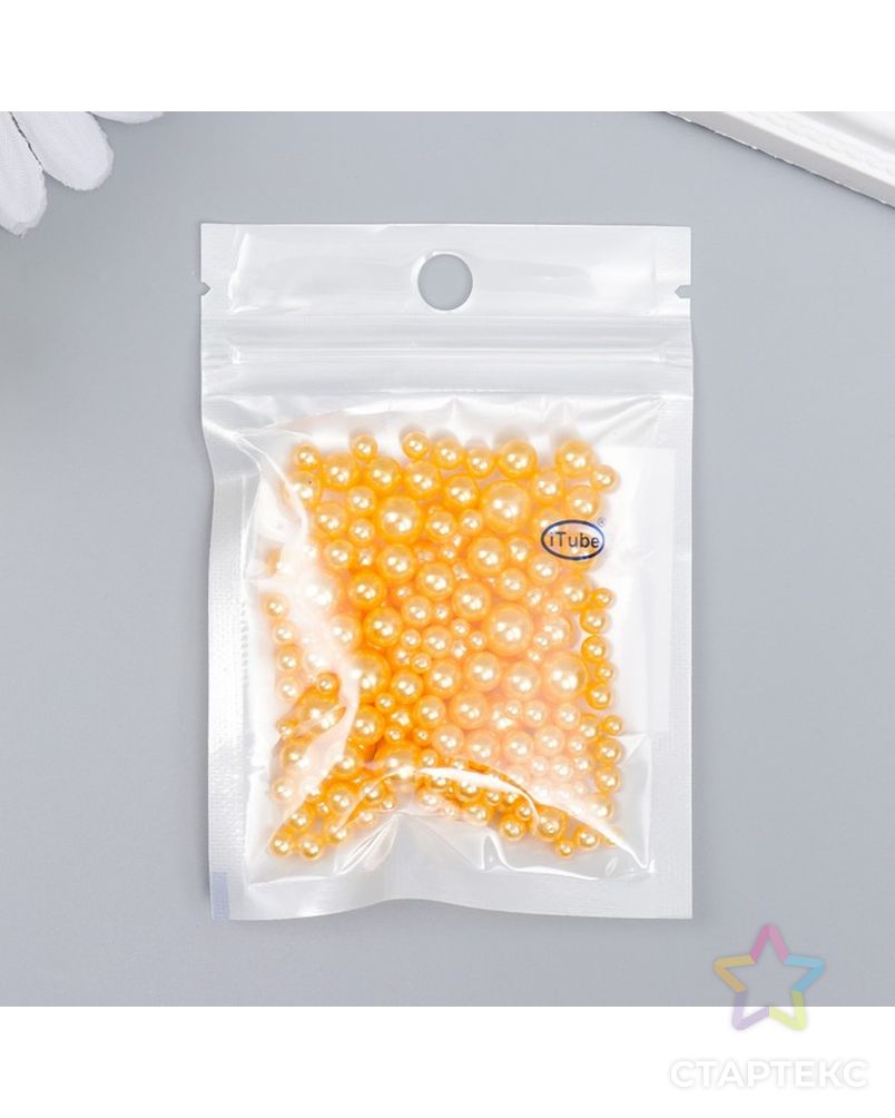 Декор для творчества пластик "Шарики. Апельсин" d=1,5-8 мм, набор 10 гр арт. СМЛ-222105-1-СМЛ0007459557 3