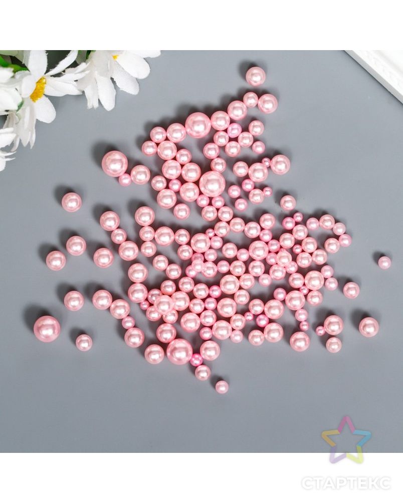 Декор для творчества пластик "Шарики. Розовый зефир" d=1,5-8 мм, набор 10 гр арт. СМЛ-221774-1-СМЛ0007459558 1