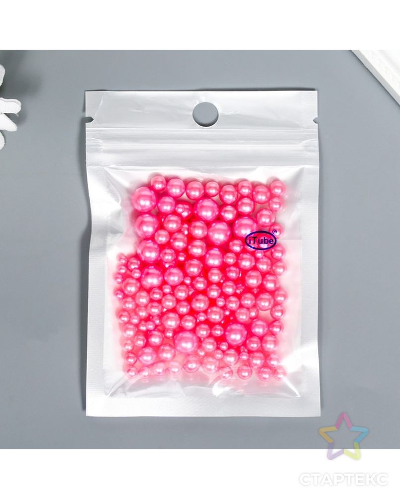 Декор для творчества пластик "Шарики. Ярко-розовые" d=1,5-8 мм, набор 10 гр арт. СМЛ-221775-1-СМЛ0007459559 3