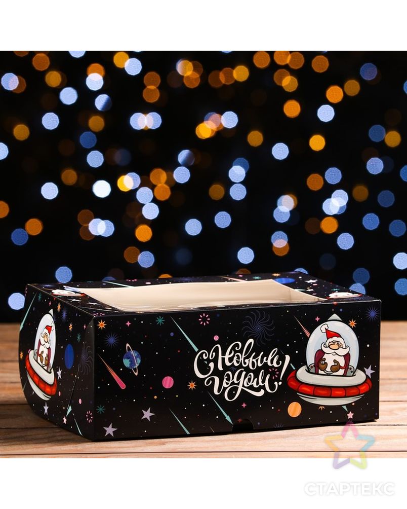 Упаковка на 6 капкейков с окном "Космический Дед Мороз», 25 х 17 х 10 см арт. СМЛ-190398-1-СМЛ0007464676 2