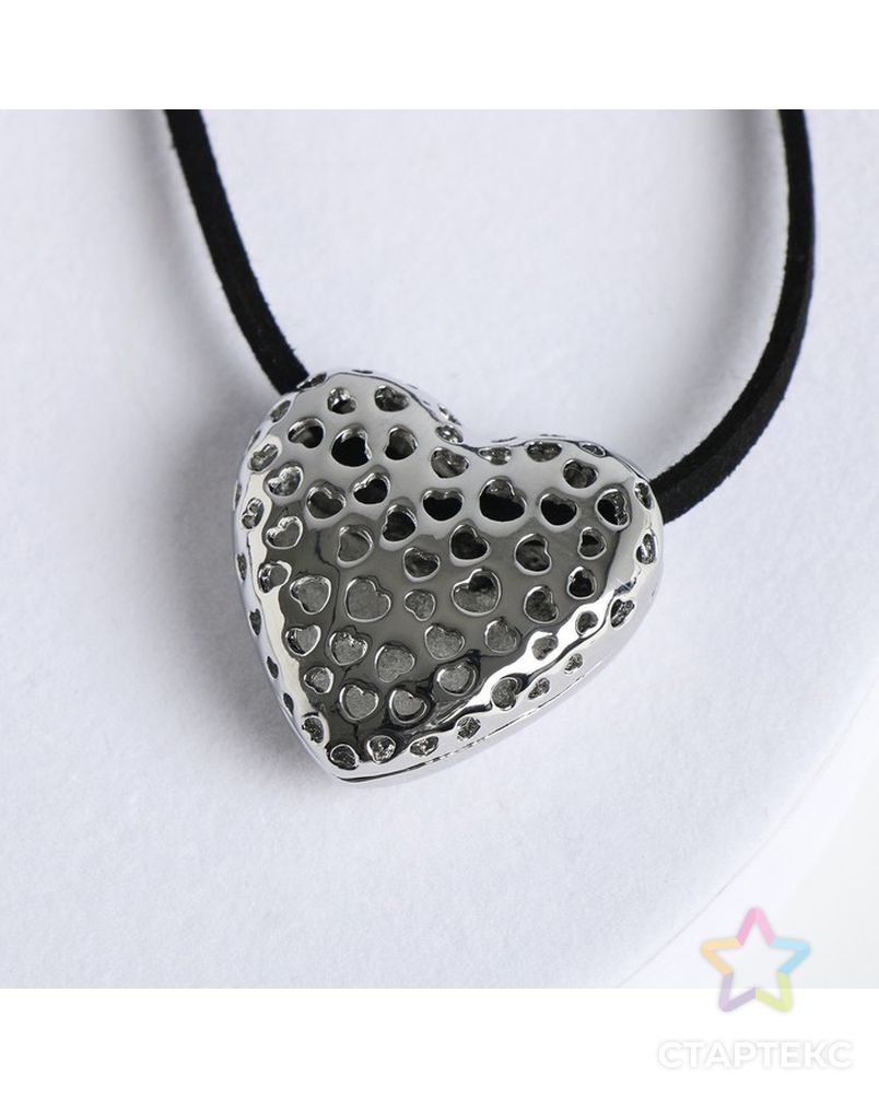 Кулон на шнурке "Сердце" объёмное, цвет серебро арт. СМЛ-190171-1-СМЛ0007472853 2