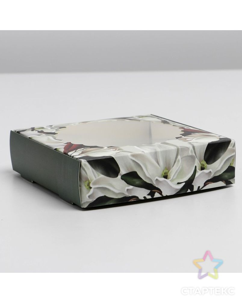 Коробка для макарун с низкими бортами "Манголия" ,11× 11× 3 см арт. СМЛ-224006-1-СМЛ0007474659 1