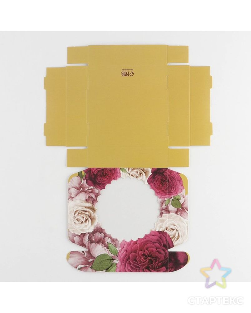 Коробка для макарун с низкими бортами "Цветочная", 11× 11× 3 см арт. СМЛ-224007-1-СМЛ0007474660 4