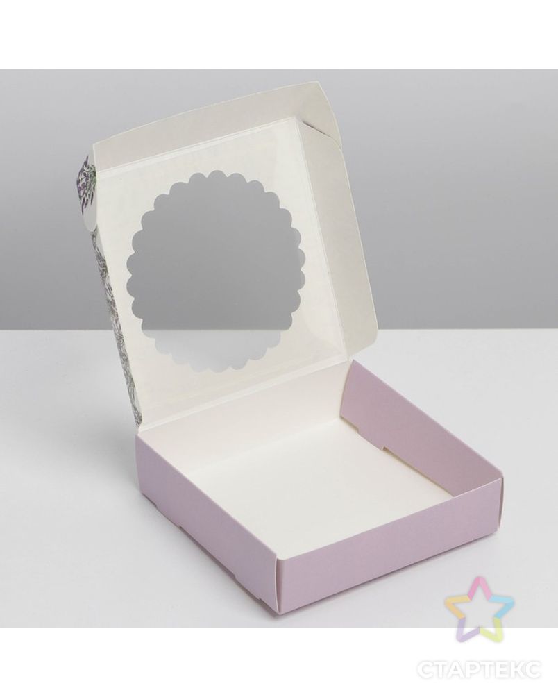 Коробка для макарун с низкими бортами "Лаванда",11× 11× 3 см арт. СМЛ-224009-1-СМЛ0007474662 3