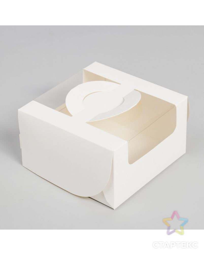 Коробка складная с окном под бенто-торт, белая, 14 х 14 х 8 см арт. СМЛ-190401-1-СМЛ0007479581 2