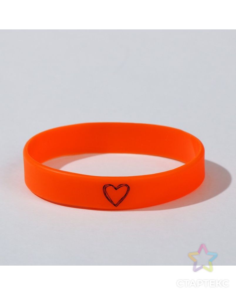Силиконовый браслет "Нарисованное сердце" женский, цвет оранжевый, 18см арт. СМЛ-194738-1-СМЛ0007483766 1