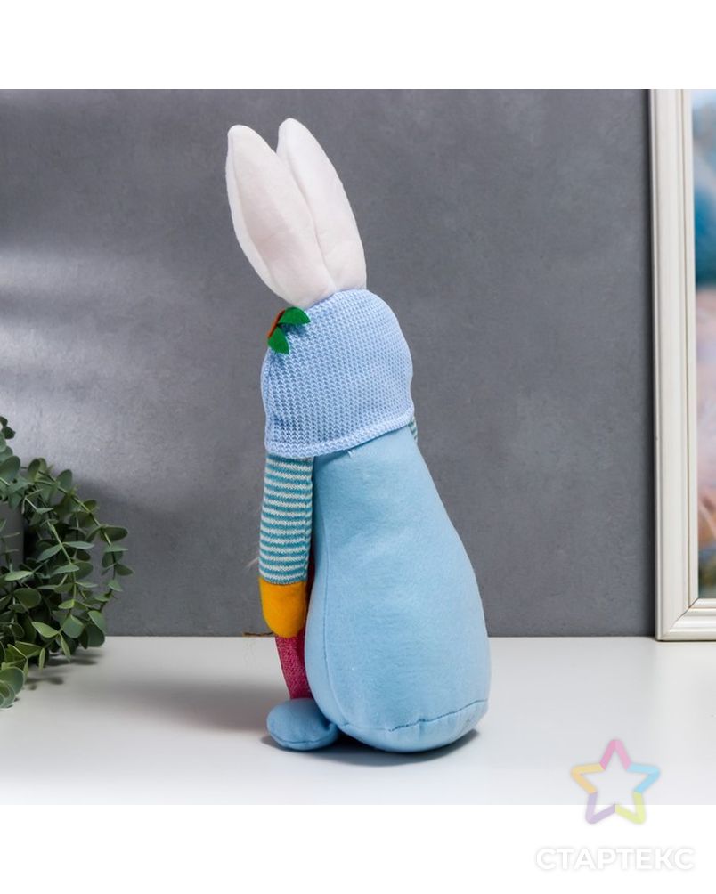 Кукла интерьерная "Гном в шапке с зайчьими ушами, с мешком" голубой 40х14 см арт. СМЛ-225659-1-СМЛ0007509600 4