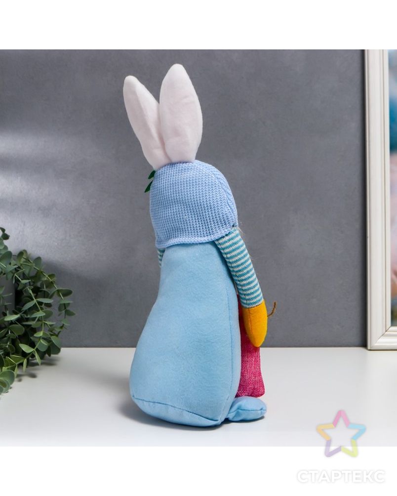 Кукла интерьерная "Гном в шапке с зайчьими ушами, с мешком" голубой 40х14 см арт. СМЛ-225659-1-СМЛ0007509600 5