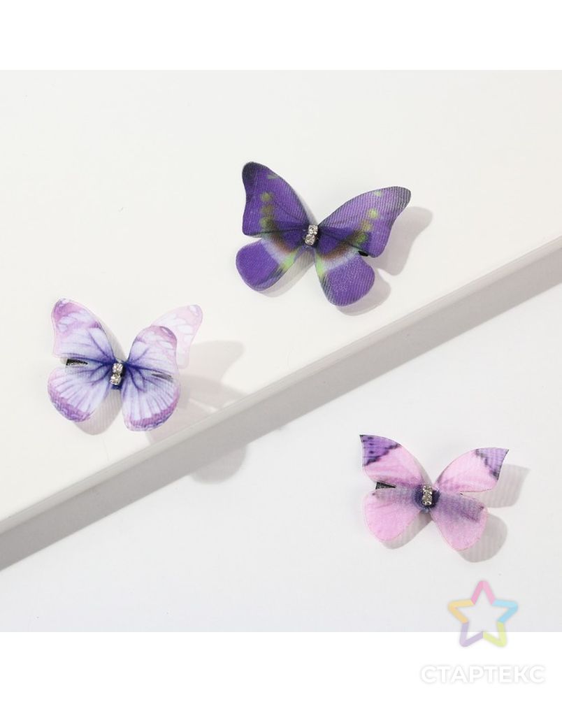 Заколки-бабочки для волос "Маленькая радость", 3 шт. арт. СМЛ-230924-1-СМЛ0007521899 3
