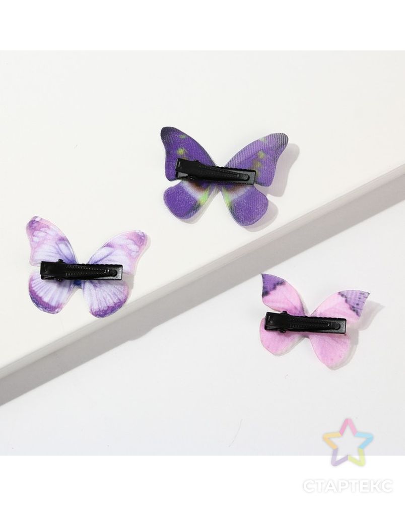 Заколки-бабочки для волос "Маленькая радость", 3 шт. арт. СМЛ-230924-1-СМЛ0007521899 4