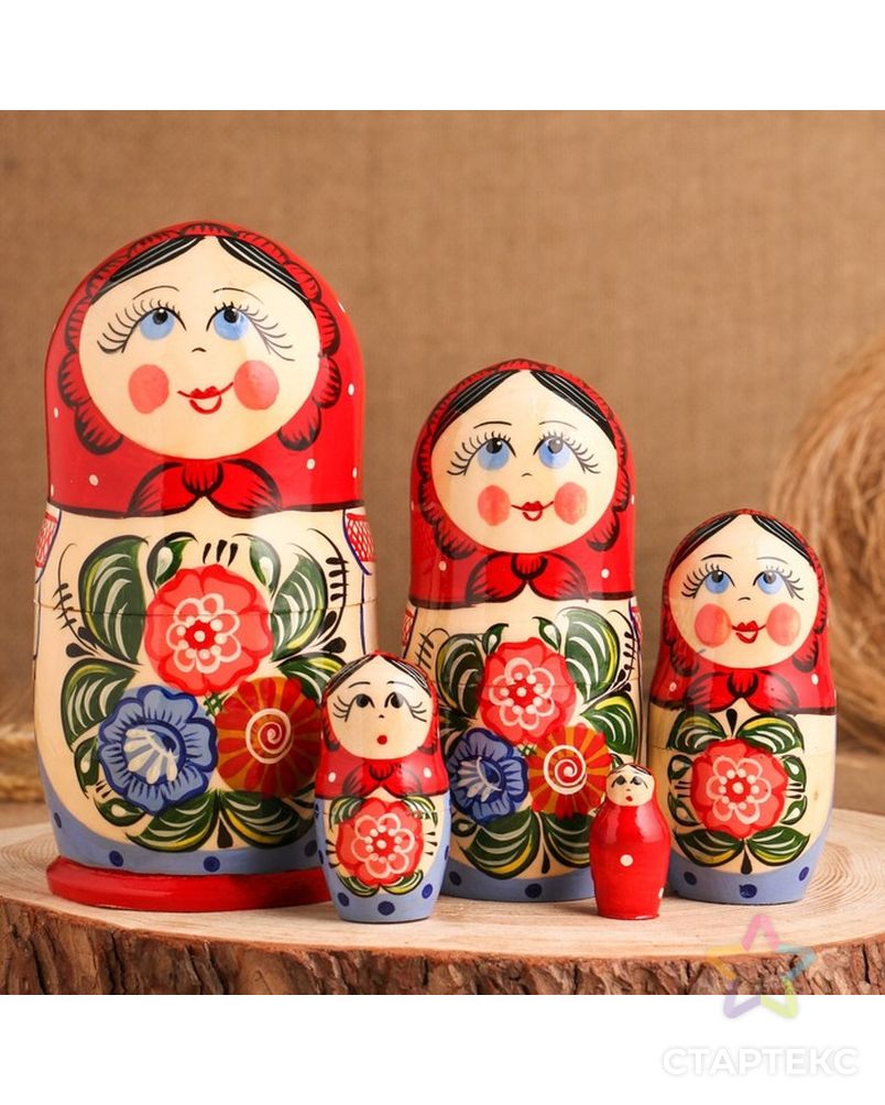Матрёшка "Букет цветов", 5-ти кукольная, 17 см, ручная работа арт. СМЛ-202579-1-СМЛ0007548348 1