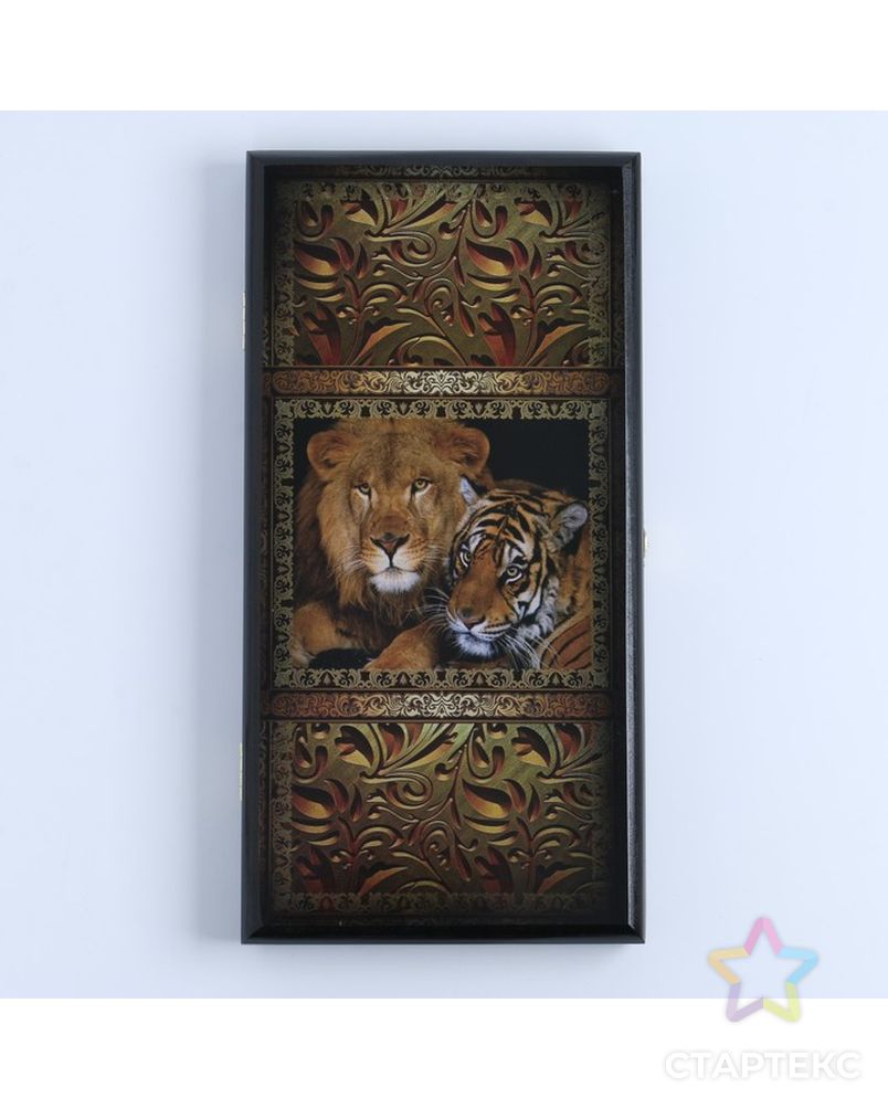 Нарды "Лев и тигр" 40 x 40 см арт. СМЛ-194797-1-СМЛ0007559133 4