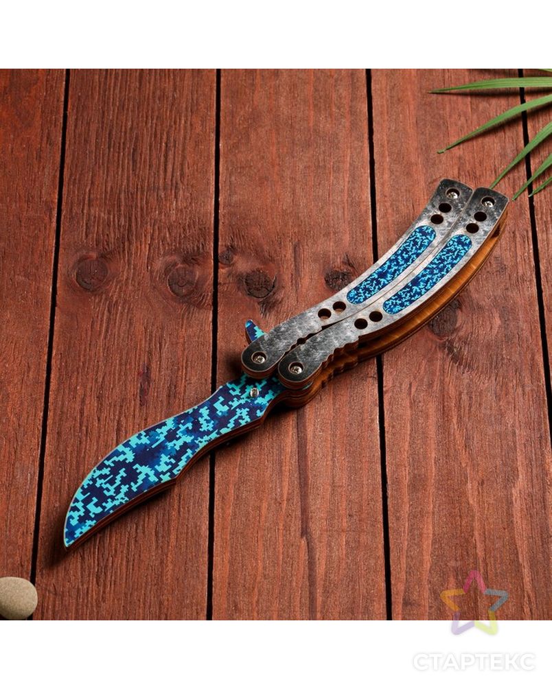 Сувенир деревянный "Нож Бабочка" голубой арт. СМЛ-202709-1-СМЛ0007560862 2