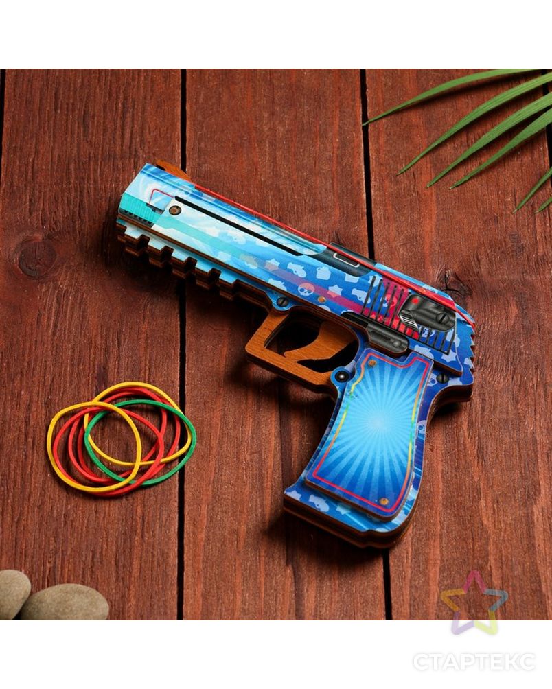 Сувенир деревянный "Пистолет-резинкострел" голубой арт. СМЛ-202720-1-СМЛ0007560873 1