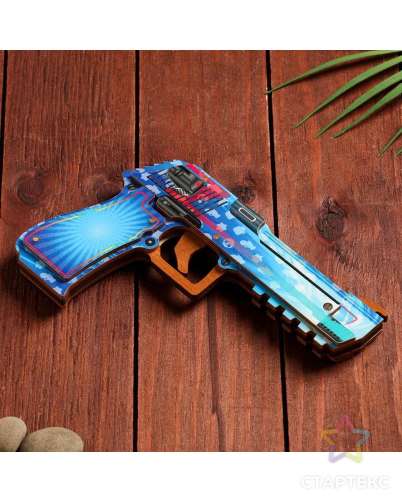 Сувенир деревянный "Пистолет-резинкострел" голубой арт. СМЛ-202720-1-СМЛ0007560873 2