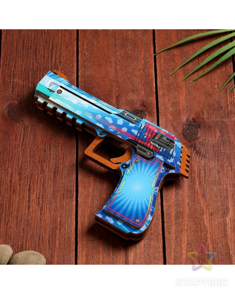 Сувенир деревянный "Пистолет-резинкострел" голубой арт. СМЛ-202720-1-СМЛ0007560873 3