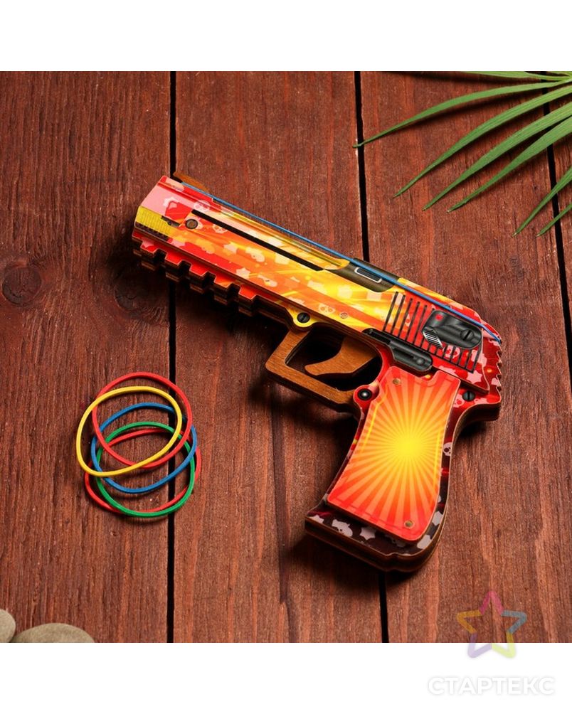 Сувенир деревянный "Пистолет-резинкострел" оранжевый арт. СМЛ-202721-1-СМЛ0007560874 1