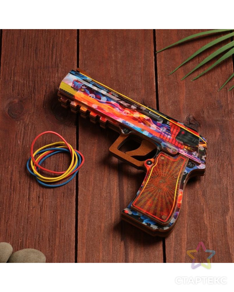 Сувенир деревянный "Пистолет-резинкострел" разноцветный арт. СМЛ-202722-1-СМЛ0007560875 1