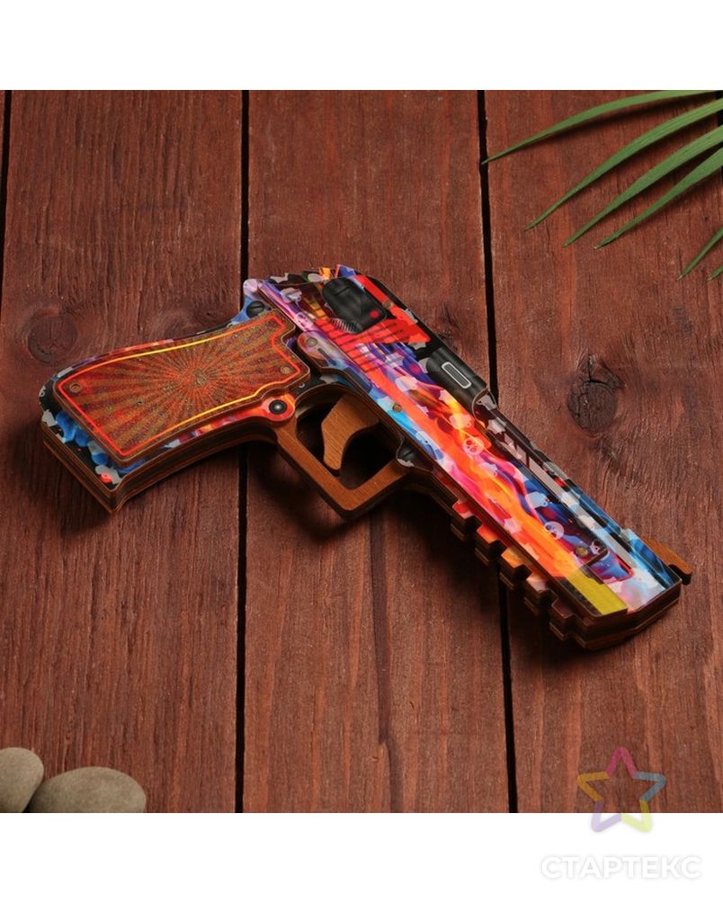 Сувенир деревянный "Пистолет-резинкострел" разноцветный арт. СМЛ-202722-1-СМЛ0007560875 2