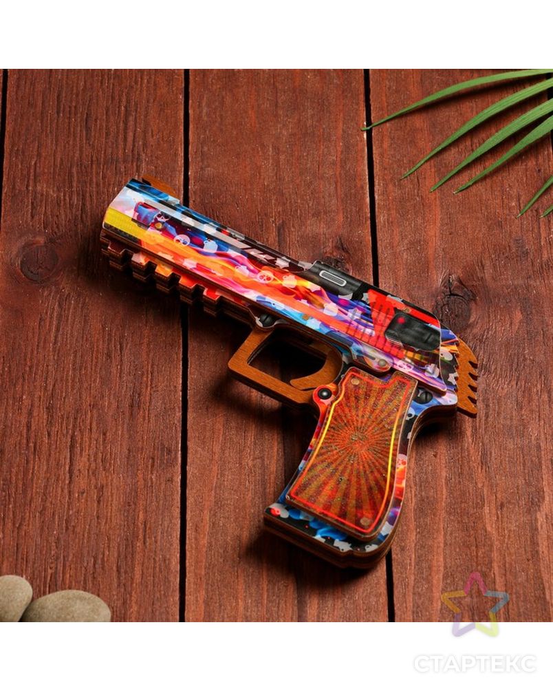Сувенир деревянный "Пистолет-резинкострел" разноцветный арт. СМЛ-202722-1-СМЛ0007560875 3