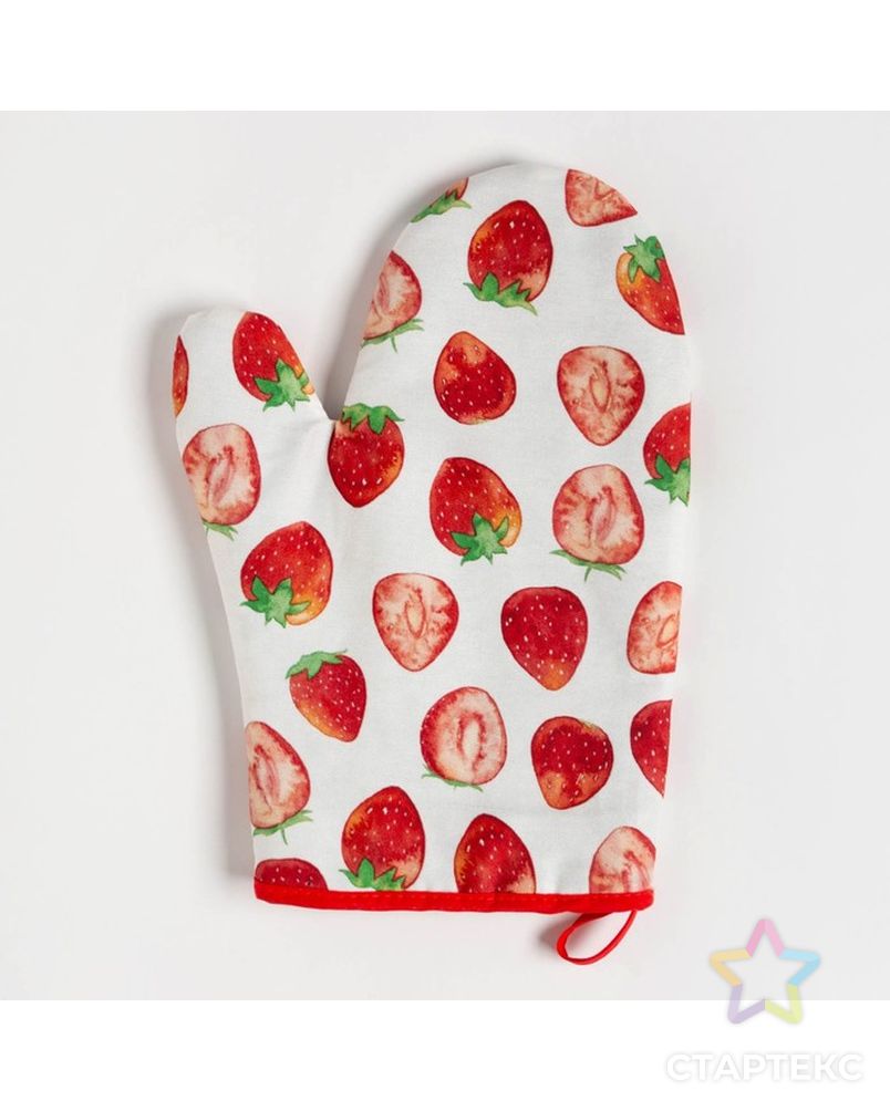 Набор подарочный Strawberry: полотенце, варежка-прихватка, кисть, лопатка, венчик арт. СМЛ-213735-1-СМЛ0007581153 5