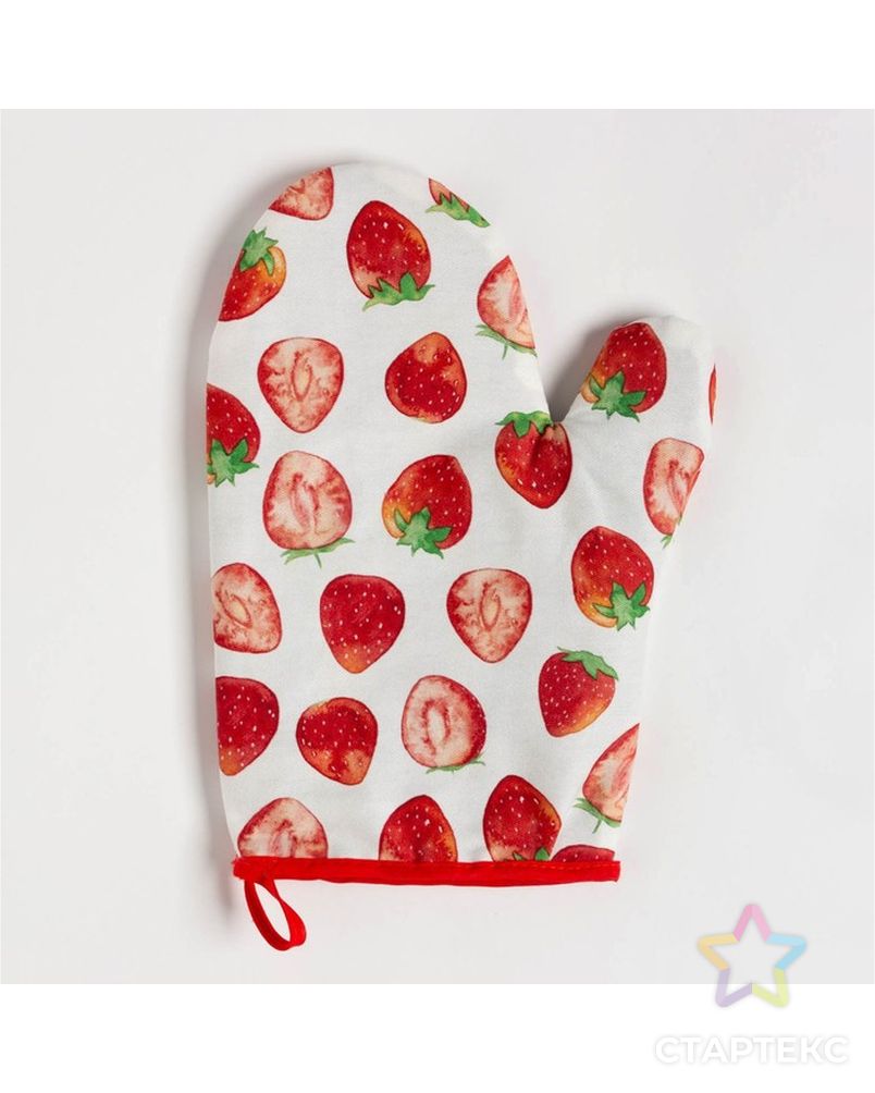 Набор подарочный Strawberry: полотенце, варежка-прихватка, кисть, лопатка, венчик арт. СМЛ-213735-1-СМЛ0007581153 6