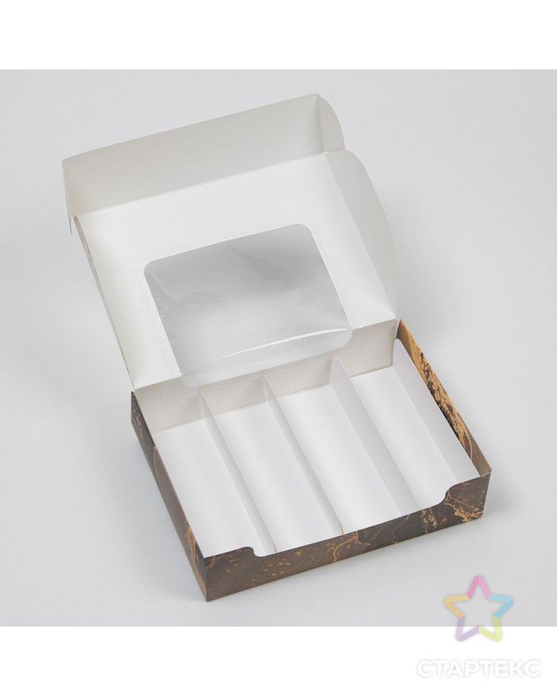 Коробка для эклеров с вкладышами «Мрамор» - (вкладыш - 2 шт), 15 х 10 х 5 см арт. СМЛ-230017-2-СМЛ0007598247 2