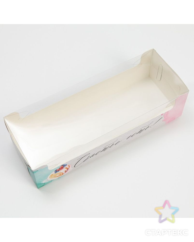 Коробка для кондитерских изделий с PVC крышкой «Счастье есть!», 30 х 8 х 11 см арт. СМЛ-231368-1-СМЛ0007601750 2