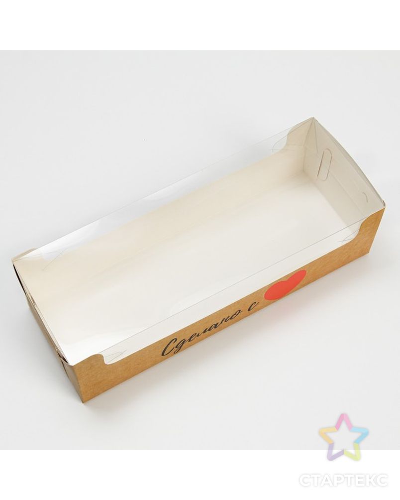 Коробка для кондитерских изделий с PVC крышкой «Сделано с любовью», 30 х 8 х 11 см арт. СМЛ-231371-1-СМЛ0007601753 2