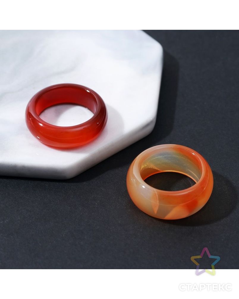 Кольцо "Агат" 8-10мм, цвет оранжевый, размер МИКС (16-20) арт. СМЛ-219142-1-СМЛ0007641748